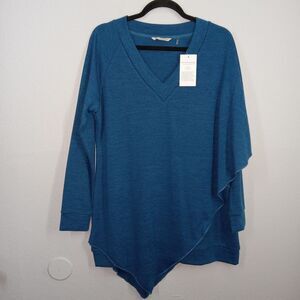 Soft Surroundings Madison Cape Tunic Sweater Medium Top Asymmetrical Stretch NWT
